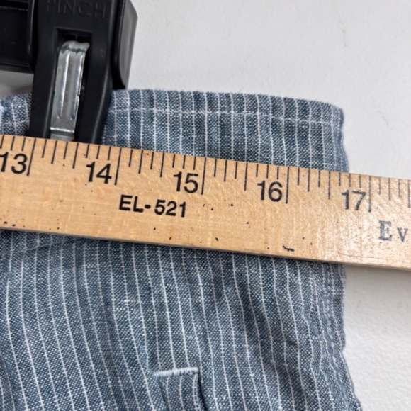 Everlane Linen Way-High Drape Pant 14 Wide Leg Pleated Blue Pinstripe Chambray - Picture 13 of 16